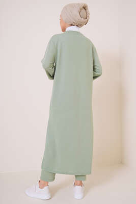 Yırtmaçlı Uzun Tunik İkili Takım Çağla Yeşili - İKİLİ TAKIM