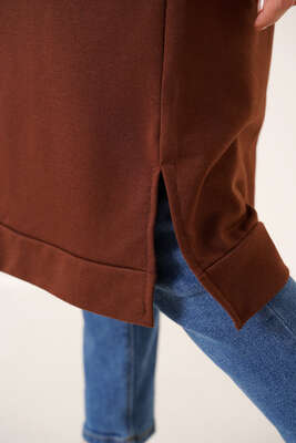 Yırtmaçlı Uzun Tunik Kahve - Tunik