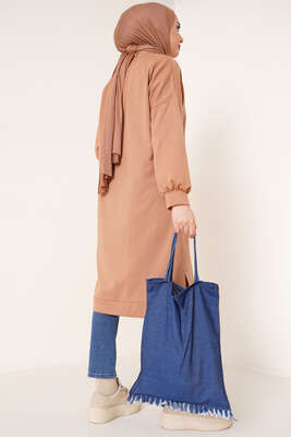 Yırtmaçlı Uzun Tunik Latte - Tunik