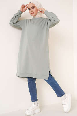 Yırtmaçlı Uzun Tunik Mint - Tunik