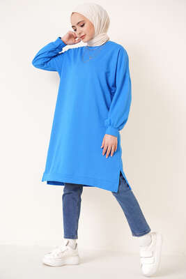 Yırtmaçlı Uzun Tunik Saks - Tunik