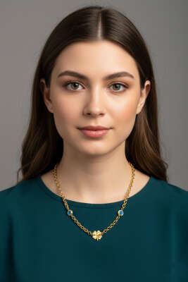 Yonca Figürlü Kolye Gold - DEMİR BİJUTERİ