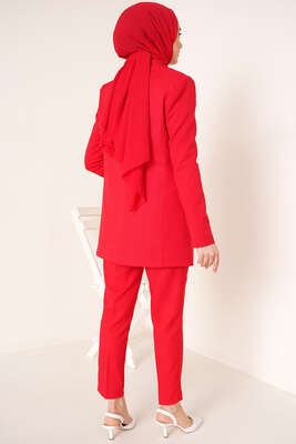 Yonca Serisi Ceket Pantolon İkili Takım Kırmızı - İKİLİ TAKIM