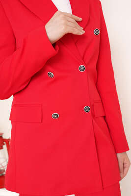 Yonca Serisi Ceket Pantolon İkili Takım Kırmızı - İKİLİ TAKIM