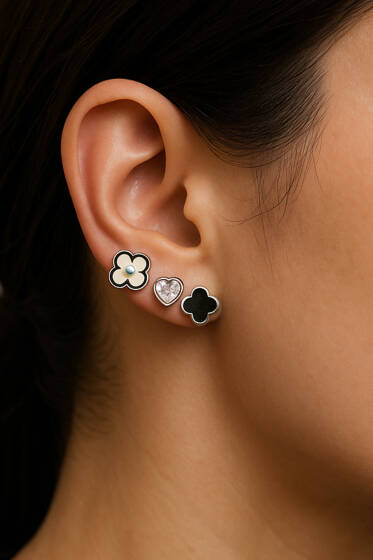 Yonca Set Küpe Gümüş - Küpe