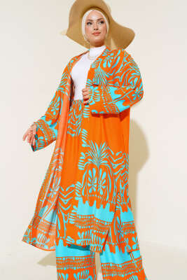 	 Etnik Desen Kimono İkili Takım Oranj - 300-500 TL Ürünler