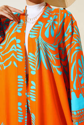 	 Etnik Desen Kimono İkili Takım Oranj - 4