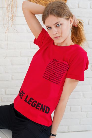 You Are Legend Yazı Baskılı Kırmızı Tişört - Baskılı T-shirt