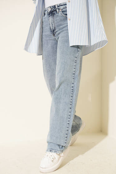 Yüksek Bel Baggy Pantolon Kar Orta - Pantolon