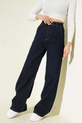 Yüksek Bel Baggy Pantolon Lacivert - Kadın Giyim Modelleri