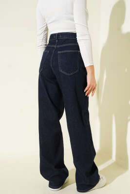 Yüksek Bel Baggy Pantolon Lacivert - Kadın Giyim Modelleri