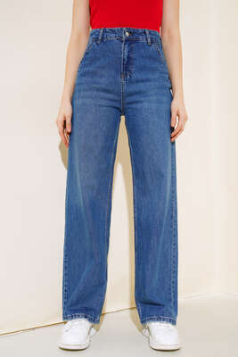 Yüksek Bel Baggy Pantolon Mavi - Kadın Giyim Modelleri