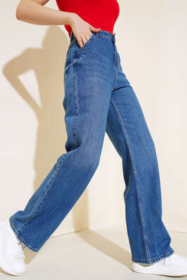 Yüksek Bel Baggy Pantolon Mavi - Kadın Giyim Modelleri