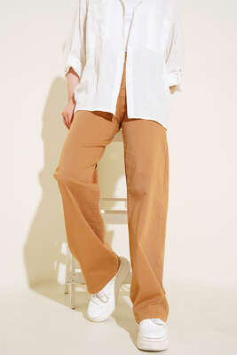 Yüksek Bel Boru Paça Pantolon Camel - 300-500 TL Ürünler