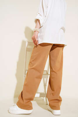 Yüksek Bel Boru Paça Pantolon Camel - 300-500 TL Ürünler