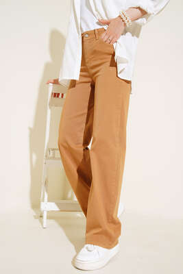 Yüksek Bel Boru Paça Pantolon Camel - 300-500 TL Ürünler