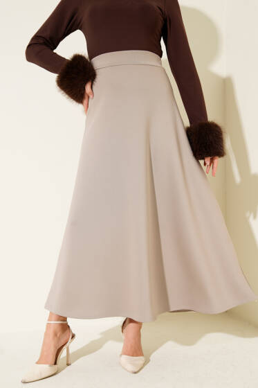 Yüksek Bel Çan Etek Bej - Etek