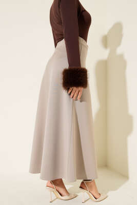 Yüksek Bel Çan Etek Bej - Etek