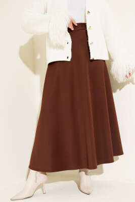 Yüksek Bel Çan Etek Kahve - HBS