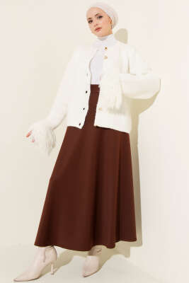 Yüksek Bel Çan Etek Kahve - Etek