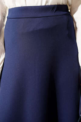 Yüksek Bel Çan Etek Lacivert - Etek