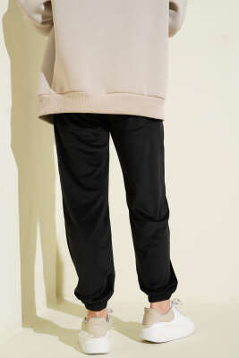 Paça Lastikli Kadife Jogger Pantolon Siyah - Pantolon