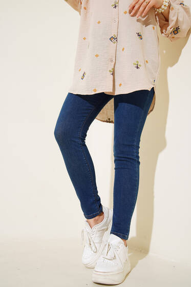 Yüksek Bel Dar Paça Pantolon Kot - Pantolon