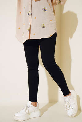 Yüksek Bel Dar Paça Pantolon Siyah - Pantolon