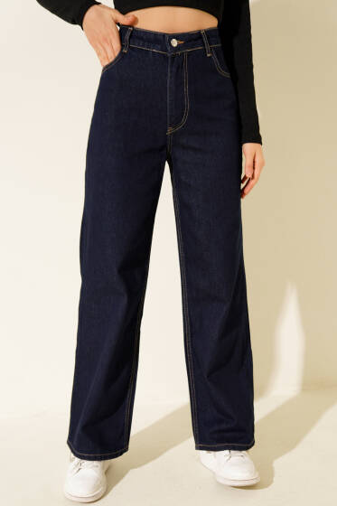 Yüksek Bel Düğmeli Palazzo Kot Pantolon Kot - Kadın Giyim Modelleri