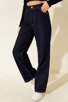 Yüksek Bel Düğmeli Palazzo Kot Pantolon Kot - Kadın Giyim Modelleri