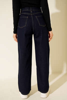 Yüksek Bel Düğmeli Palazzo Kot Pantolon Kot - Kadın Giyim Modelleri