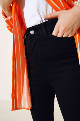 Yüksek Bel İspanyol Paça Pantolon Siyah - Pantolon