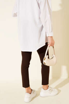 Yüksek Bel Kemerli Kahve Pantolon - Pantolon