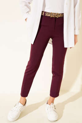 Yüksek Bel Kemerli Mor Pantolon - 500-700 TL Ürünler