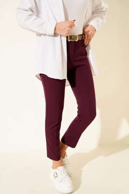 Yüksek Bel Kemerli Mor Pantolon - MISRA