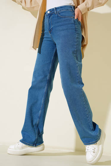 Yüksek Bel Palazzo Kot Pantolon Mavi - 500-700 TL Ürünler