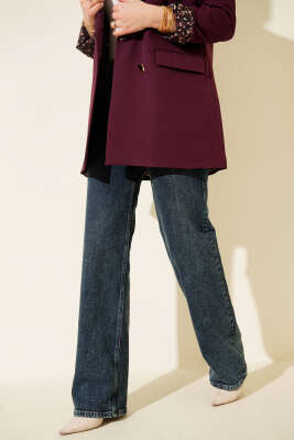 Yüksek Bel Palazzo Kot Pantolon Yeşil Tint - Pantolon