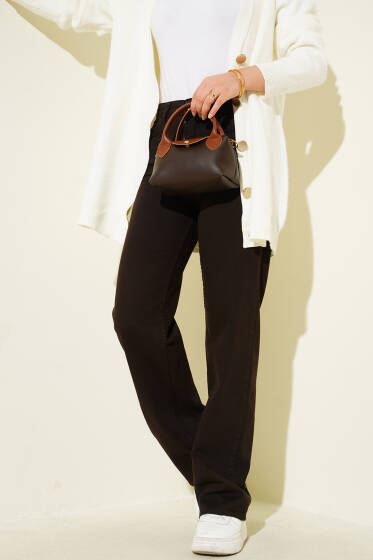 Yüksek Bel Palazzo Pantolon Kahve - Pantolon