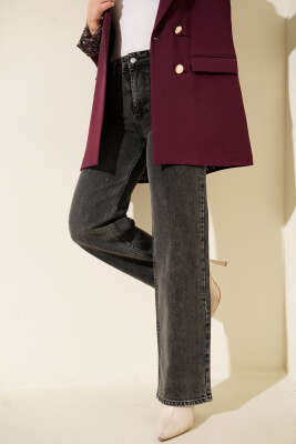 Yüksek Bel Palazzo Pantolon Kar Koyu - Pantolon