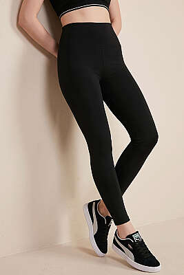 Yüksek Bel Toparlayıcı Dalgıç Tayt Siyah 