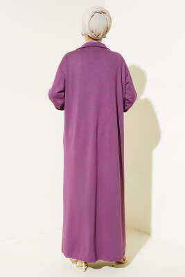 Yüksek Yaka Fermuarlı Elbise Magenta - Tesettür Elbise