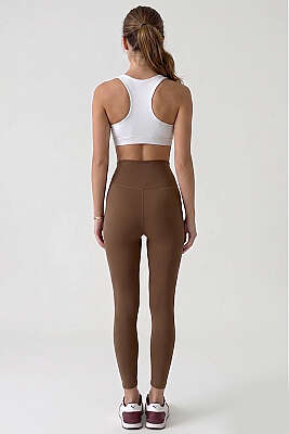 Yüksel Bel Cupra Tayt Latte - Spor Tayt