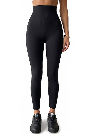 Yüksel Bel Cupra Tayt Siyah - Spor Tayt