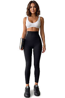 Yüksel Bel Cupra Tayt Siyah - Spor Tayt