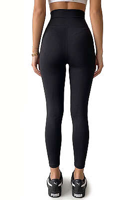 Yüksel Bel Cupra Tayt Siyah - Spor Tayt