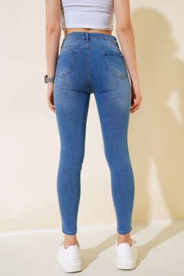 Yüksel Bel Dar Paça Kot Pantolon Mavi - Kadın Giyim Modelleri