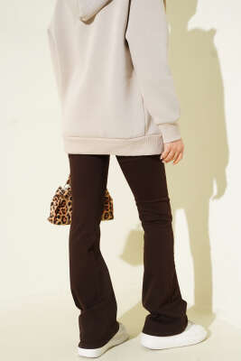 Yüksel Bel İspanyol Paça Pantolon Kahve - Pantolon