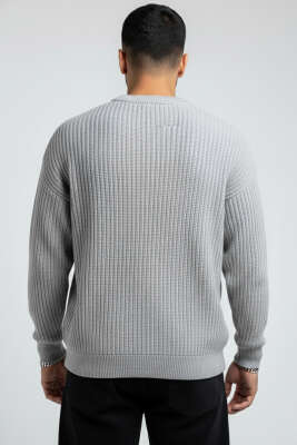 Yumoş Erkek Örme Triko Kazak Gri - Erkek Kazak