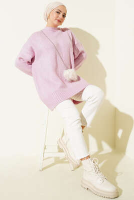 Yumoş Geniş Kollu Kazak Lila - VAV TEKSTİL