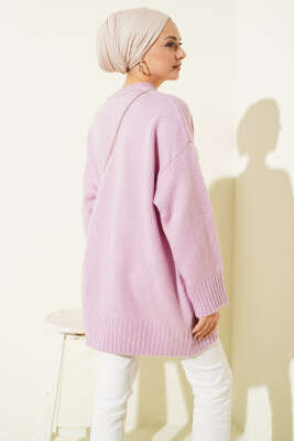 Yumoş Geniş Kollu Kazak Lila - Triko Kazak
